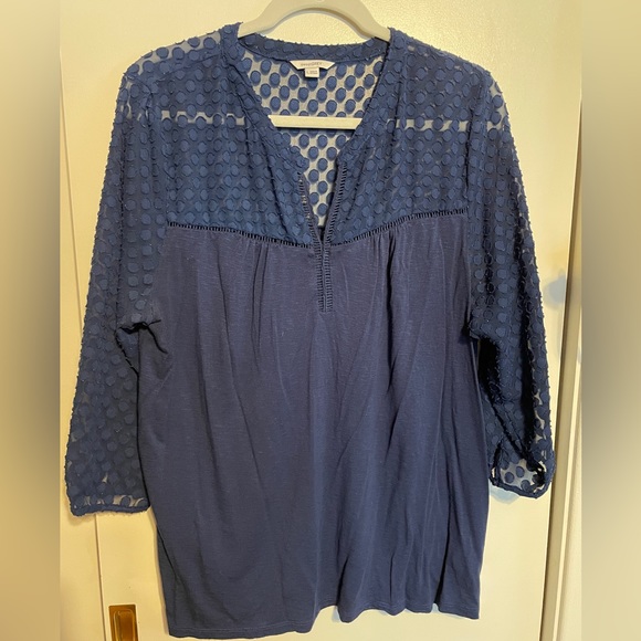Sweet Grey, McCarthy Woven Sleeve Knot Top in Navy, Large - Picture 1 of 3